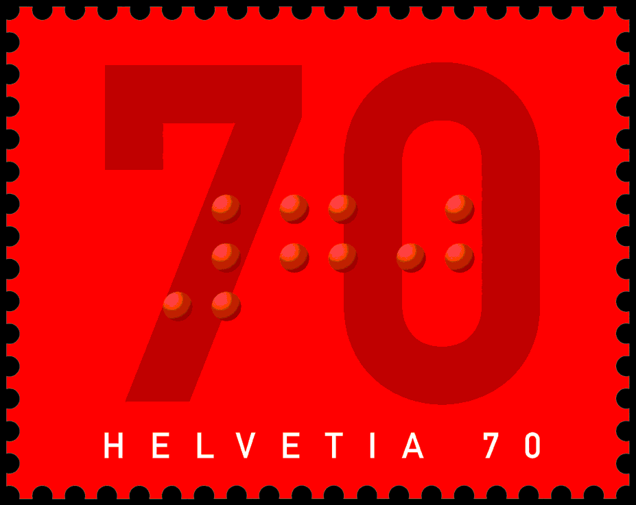 single postage stamp with embossed braille
